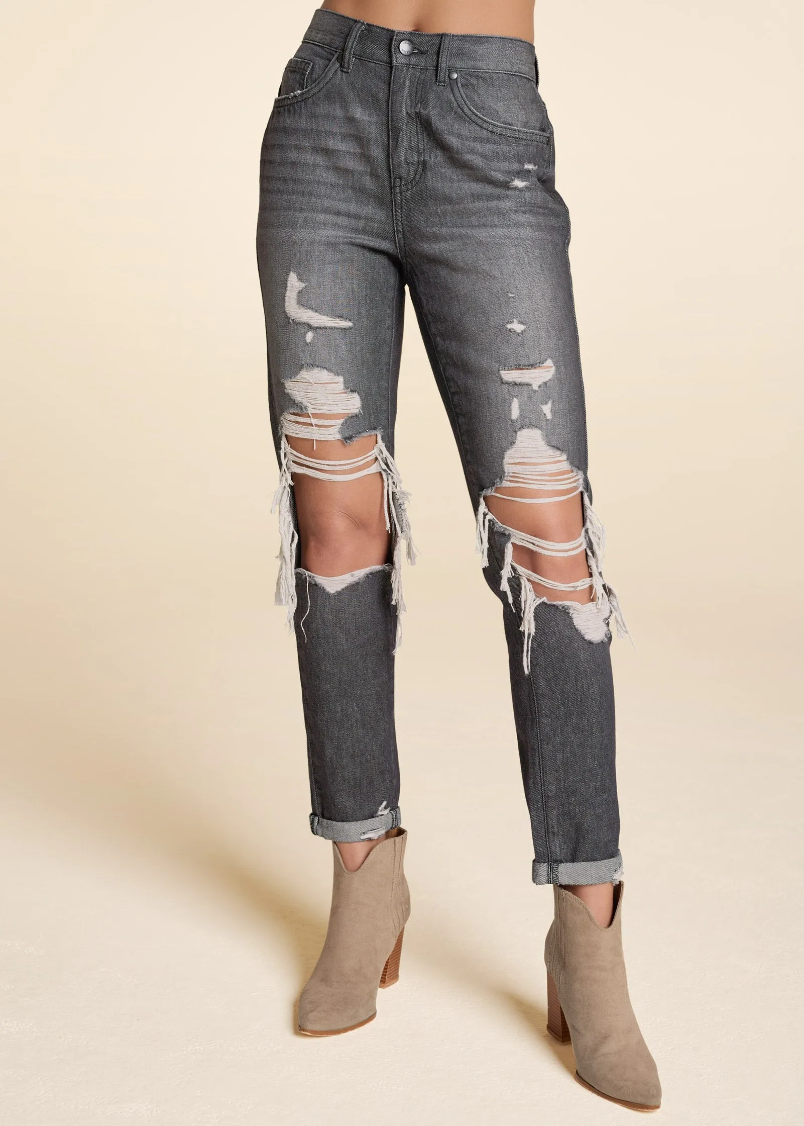 New Vintage Boyfriend Jeans - Black Denim