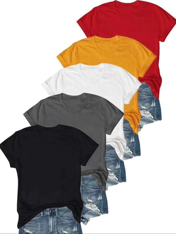 OLIVE - Casual Short Sleeve Tee (Pack of 5)