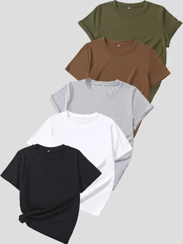 OLIVE - Casual Short Sleeve Tee (Pack of 5)