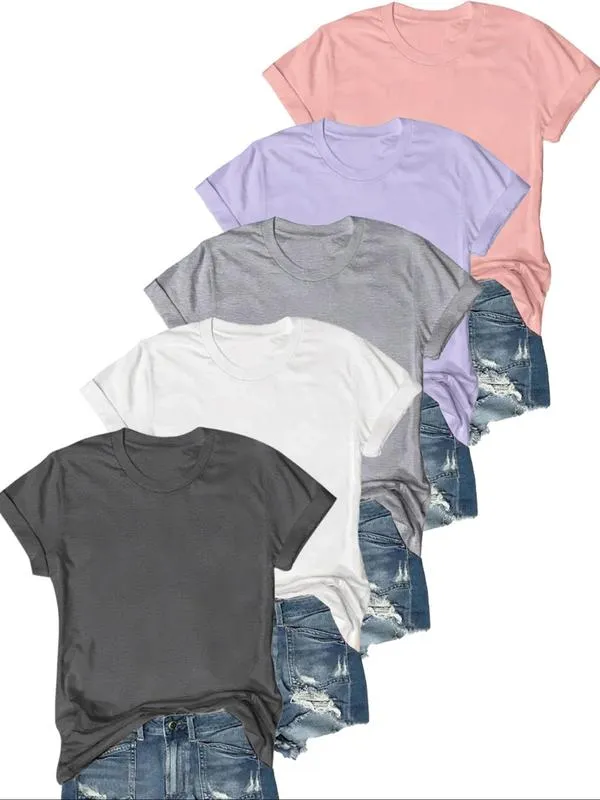 OLIVE - Casual Short Sleeve Tee (Pack of 5)