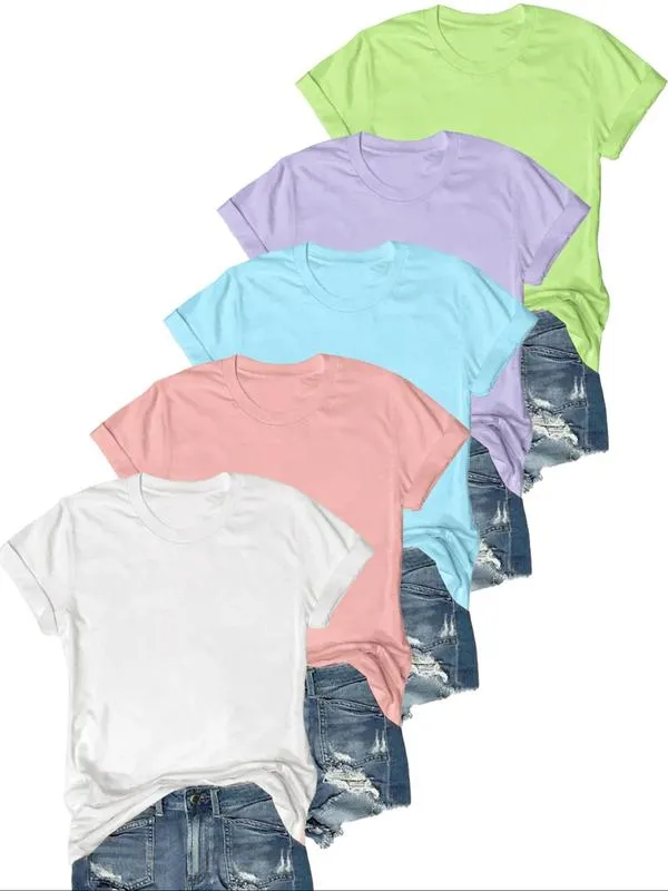 OLIVE - Casual Short Sleeve Tee (Pack of 5)