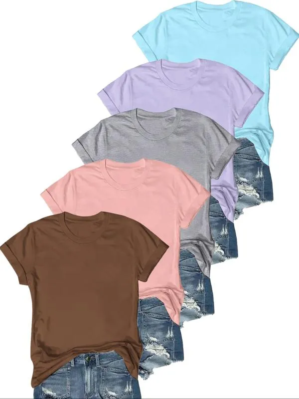 OLIVE - Casual Short Sleeve Tee (Pack of 5)