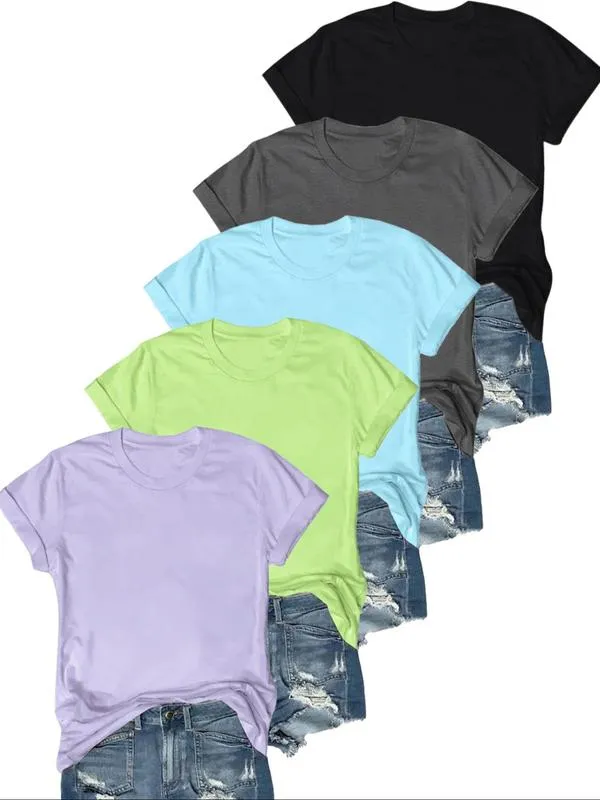 OLIVE - Casual Short Sleeve Tee (Pack of 5)