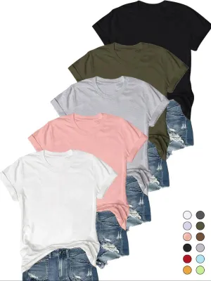 OLIVE - Casual Short Sleeve Tee (Pack of 5)