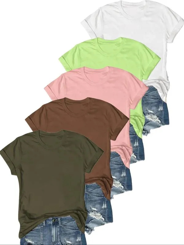 OLIVE - Casual Short Sleeve Tee (Pack of 5)