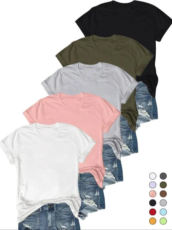 OLIVE - Casual Short Sleeve Tee (Pack of 5)
