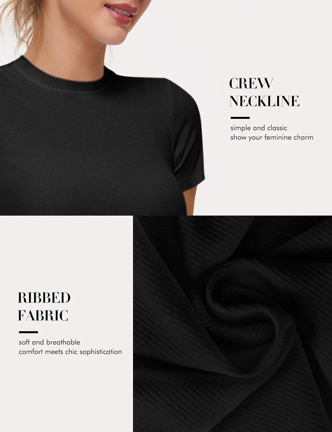 Peauty Maternity Ribbed T-Shirts with Crew Neck and Short Sleeves Shirts, Before During After Pregnancy Clothes