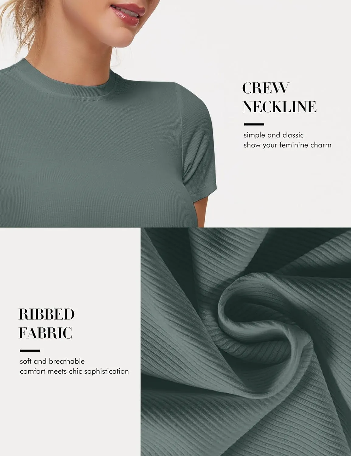Peauty Maternity Ribbed T-Shirts with Crew Neck and Short Sleeves Shirts, Before During After Pregnancy Clothes