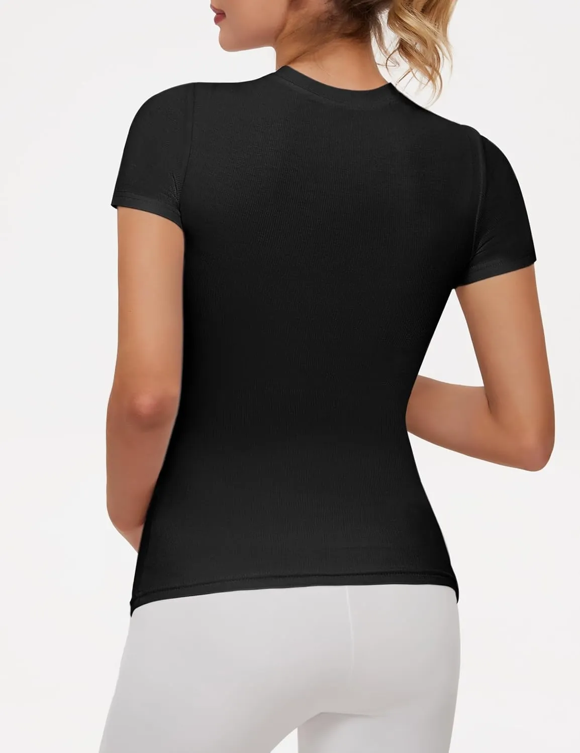 Peauty Maternity Ribbed T-Shirts with Crew Neck and Short Sleeves Shirts, Before During After Pregnancy Clothes