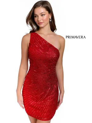 Primavera Couture 3830 Size 8 Red Short 2023 Homecoming Dress Fitted Sequin Cocktail Dress