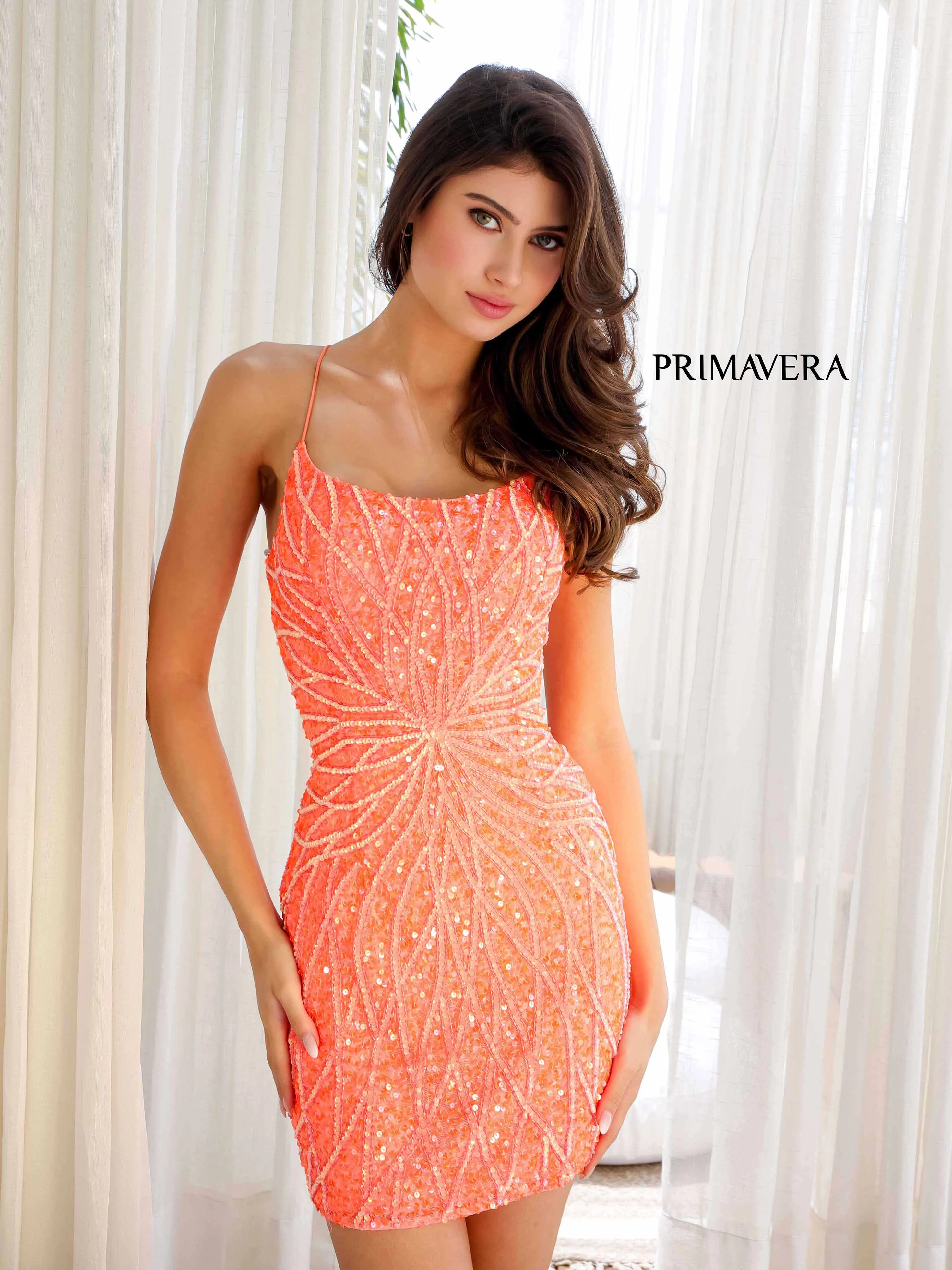 Primavera Couture 4001 Size 8 Fuchsia Cocktail Dress Beaded Embellished Sequin Design