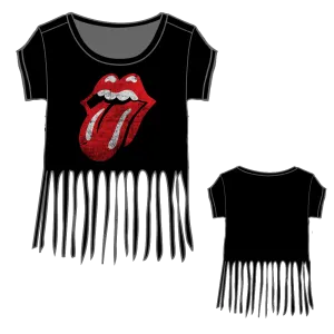 Rolling Stones Distressed Tongue Logo -  Black T-Shirt