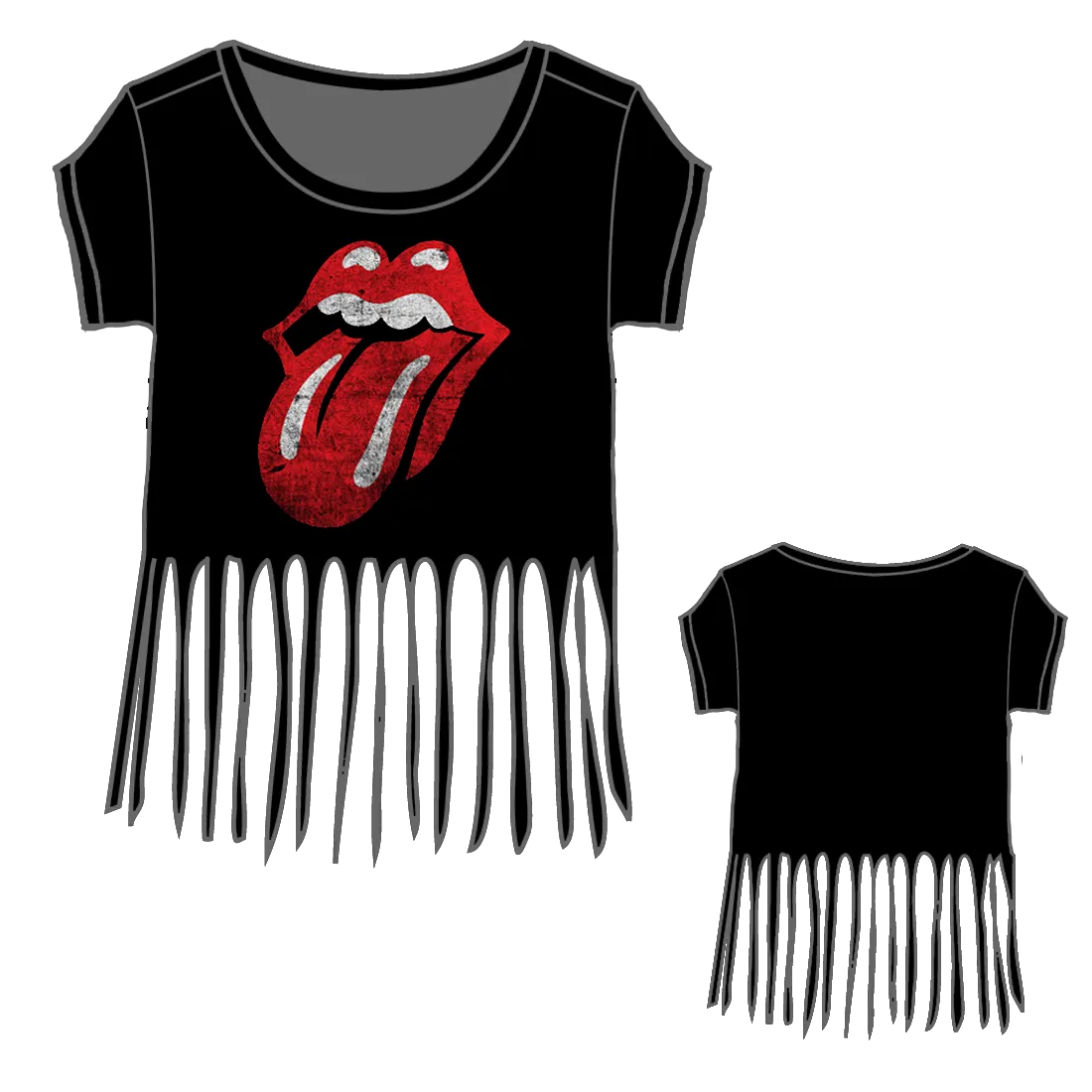 Rolling Stones Distressed Tongue Logo -  Black T-Shirt