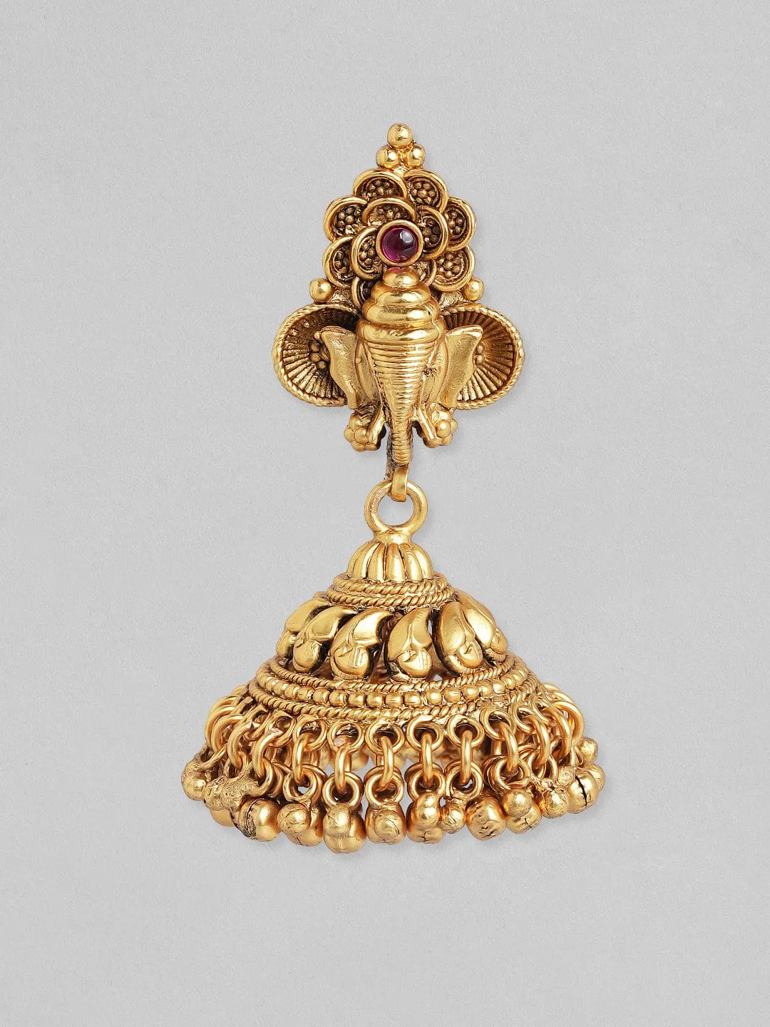 Rubans 24K Gold Plated Handcrafted Filigree Divine Ganesha Jhumka Earrings