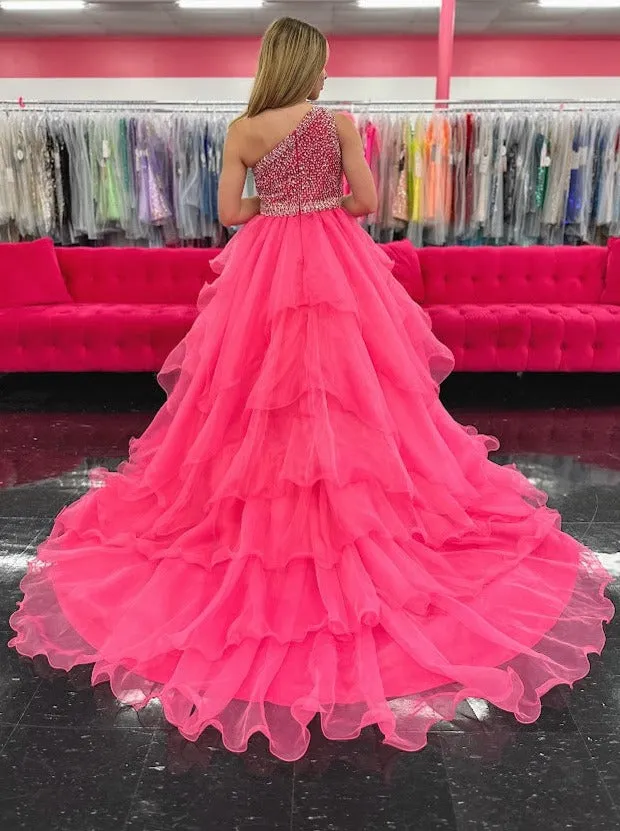 Samantha Blake 1025 Girls Long Pageant Dress Ruffle Layers One Shoulder Formal Gown