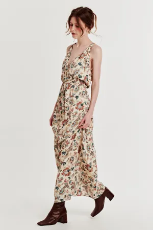 SARAH WRAP V DRESS NEUTRAL BLOOM