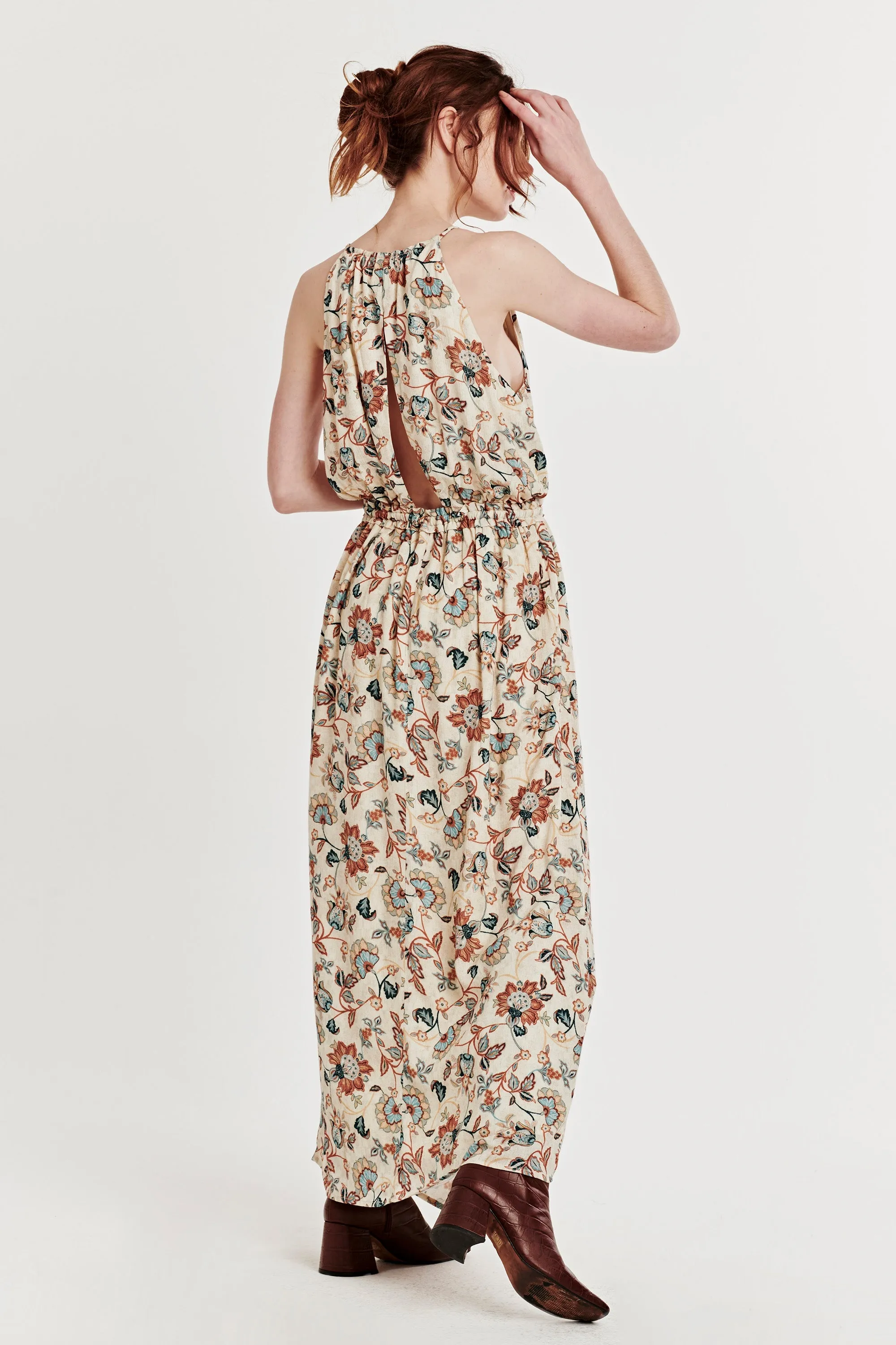 SARAH WRAP V DRESS NEUTRAL BLOOM