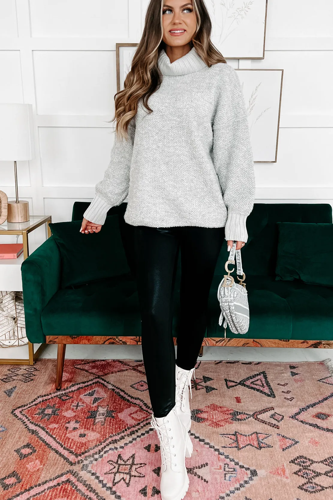 Slippery Slope Turtleneck Sweater (Heather Grey)