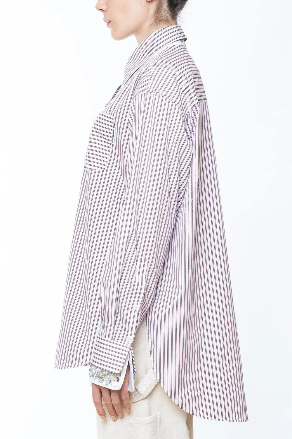 Striped Oversized Button Up Blouse