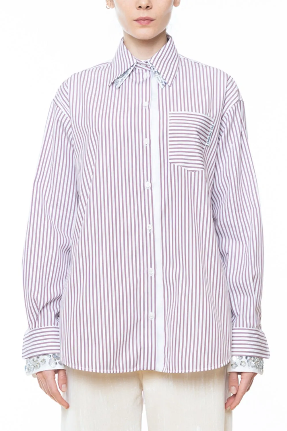Striped Oversized Button Up Blouse