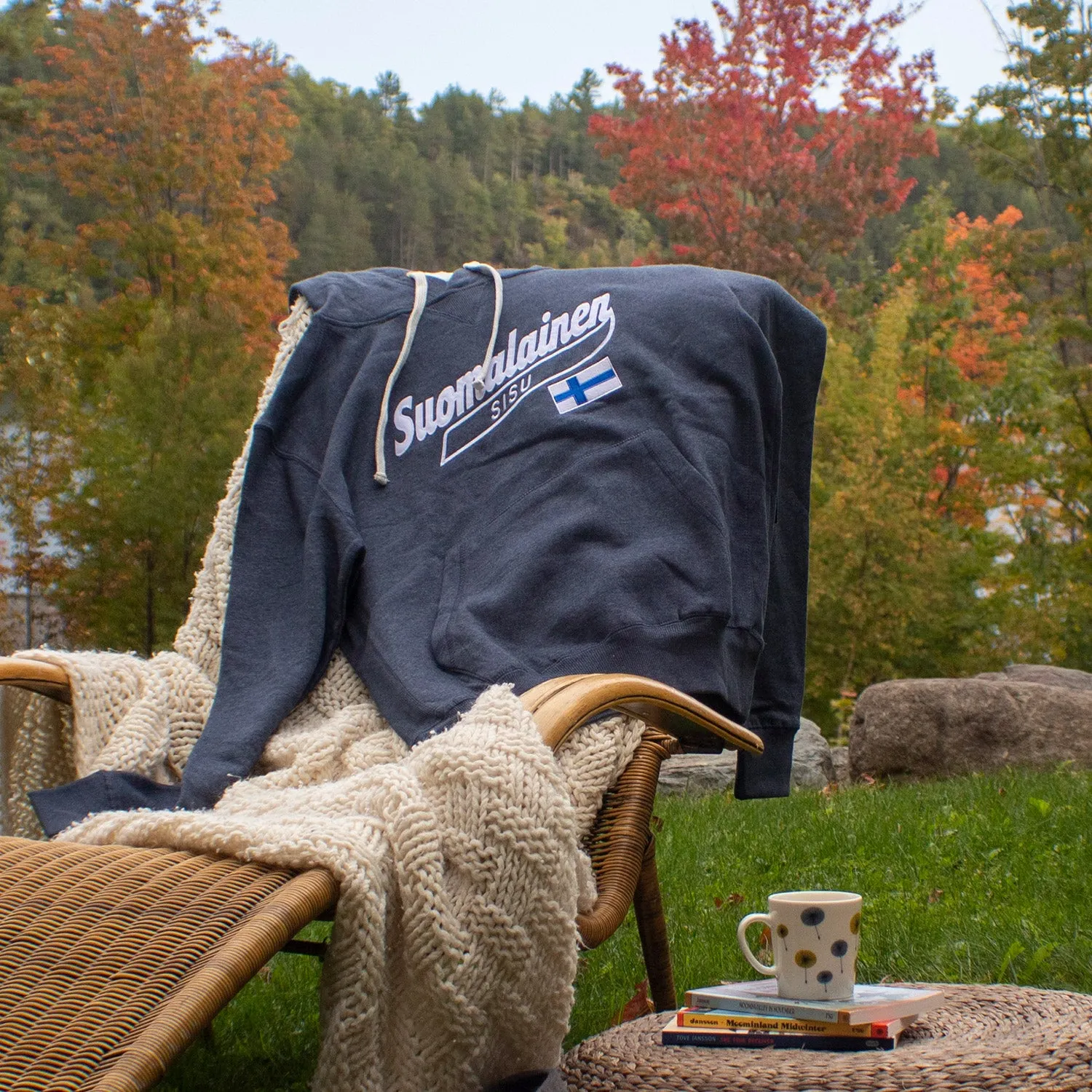 Suomalainen Heather Navy Hoodie