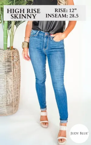 The Maddison High Waisted Cuffed Skinny Denim Jean (REG/CURVY) | Judy Blue