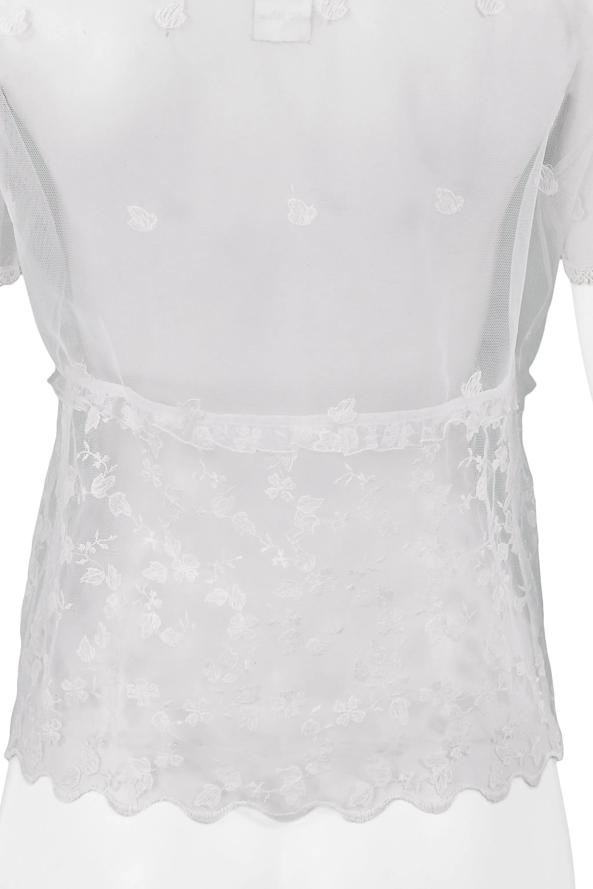 VERSACE WHITE FLORAL LACE SHORT SLEEVE SHIRT