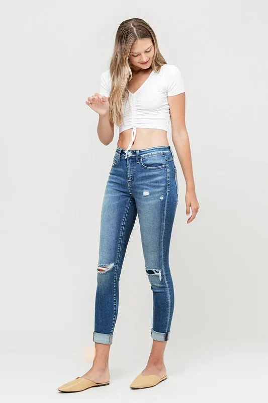 VERVET Mid Rise Patched Skinny Jeans