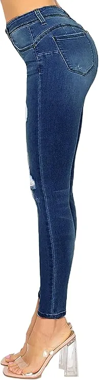 WAX JEAN Women's Butt I Love You Push-Up Destructed Modal Basic Skinny Jeans