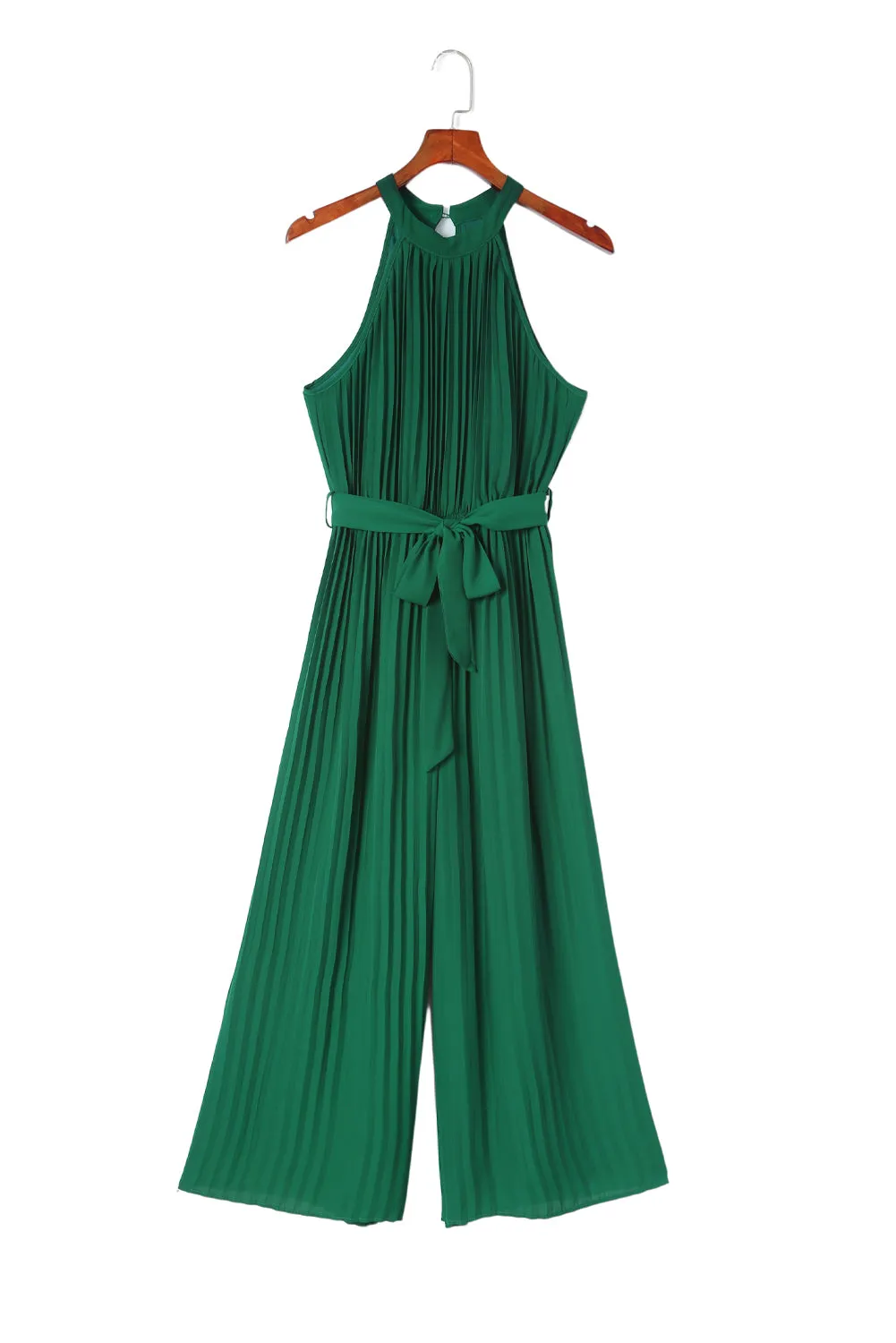 Women's Halter Neck Pleated Wide Leg Jumpsuit