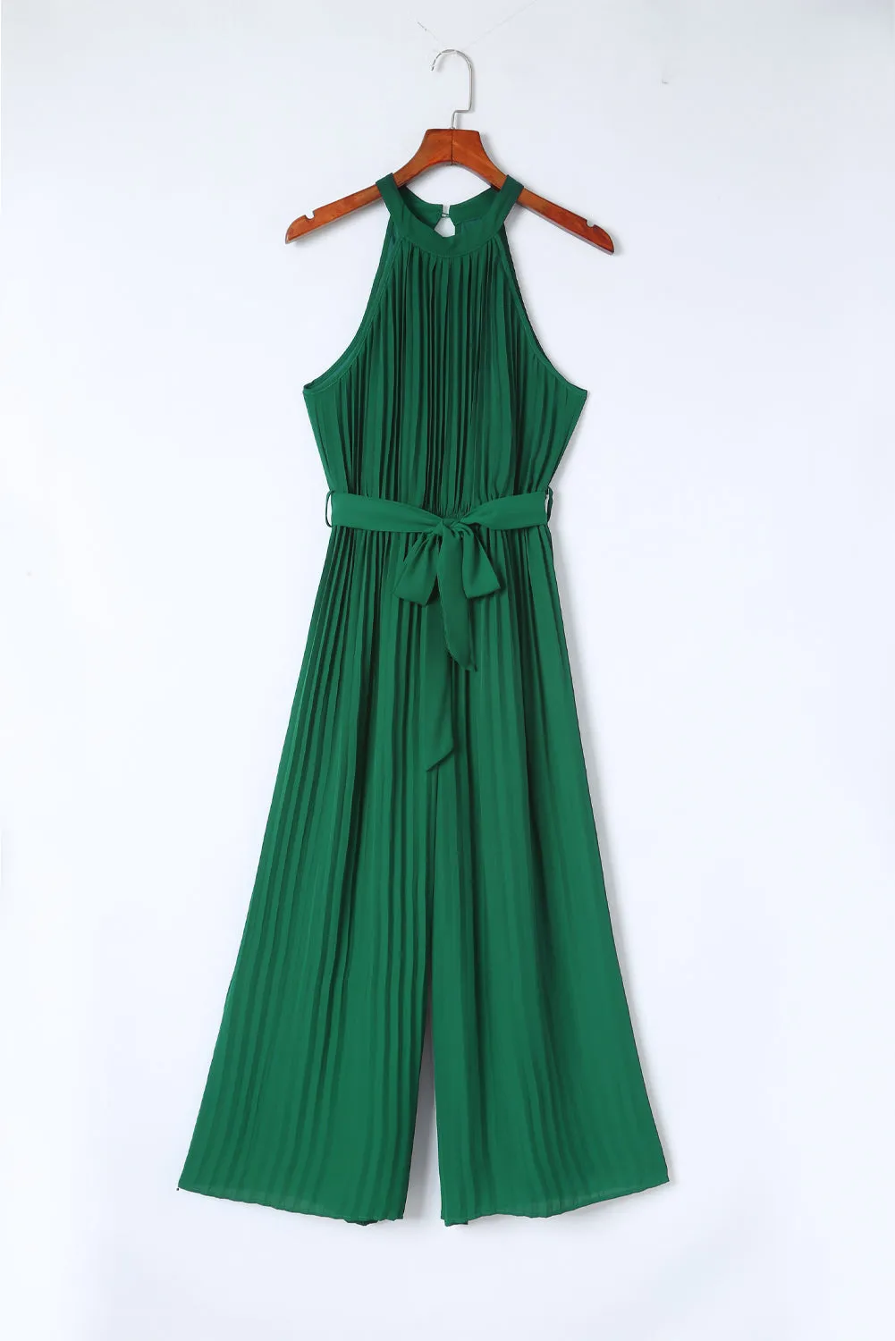 Women's Halter Neck Pleated Wide Leg Jumpsuit