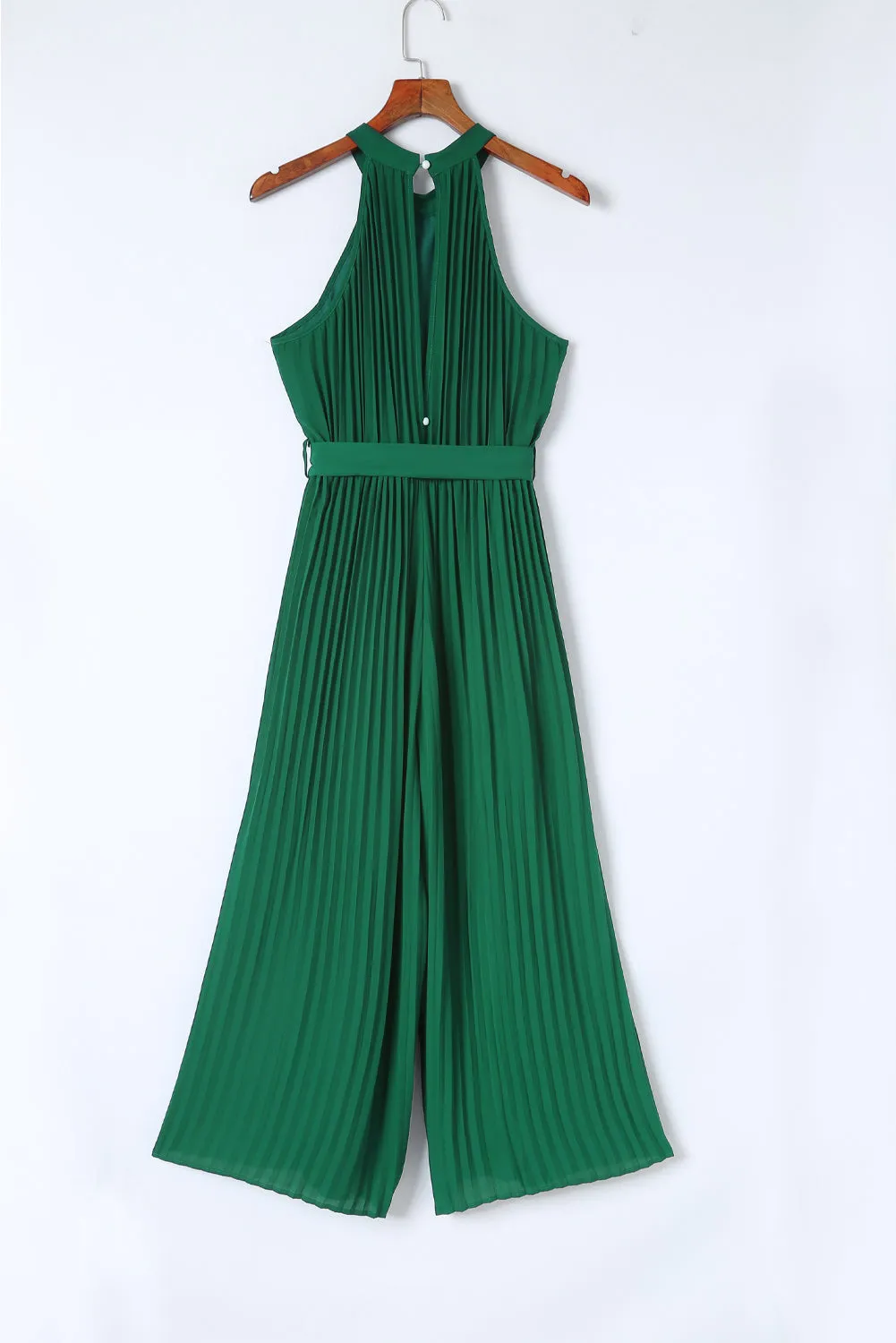 Women's Halter Neck Pleated Wide Leg Jumpsuit