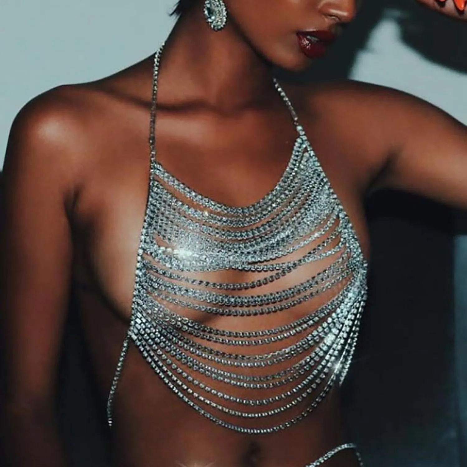 Women's Metallic Chain Sequin Summer Tank Tops Sparkly Shiny Club Camisole Sleeveless Y2K Blouses Glitter Party Basic