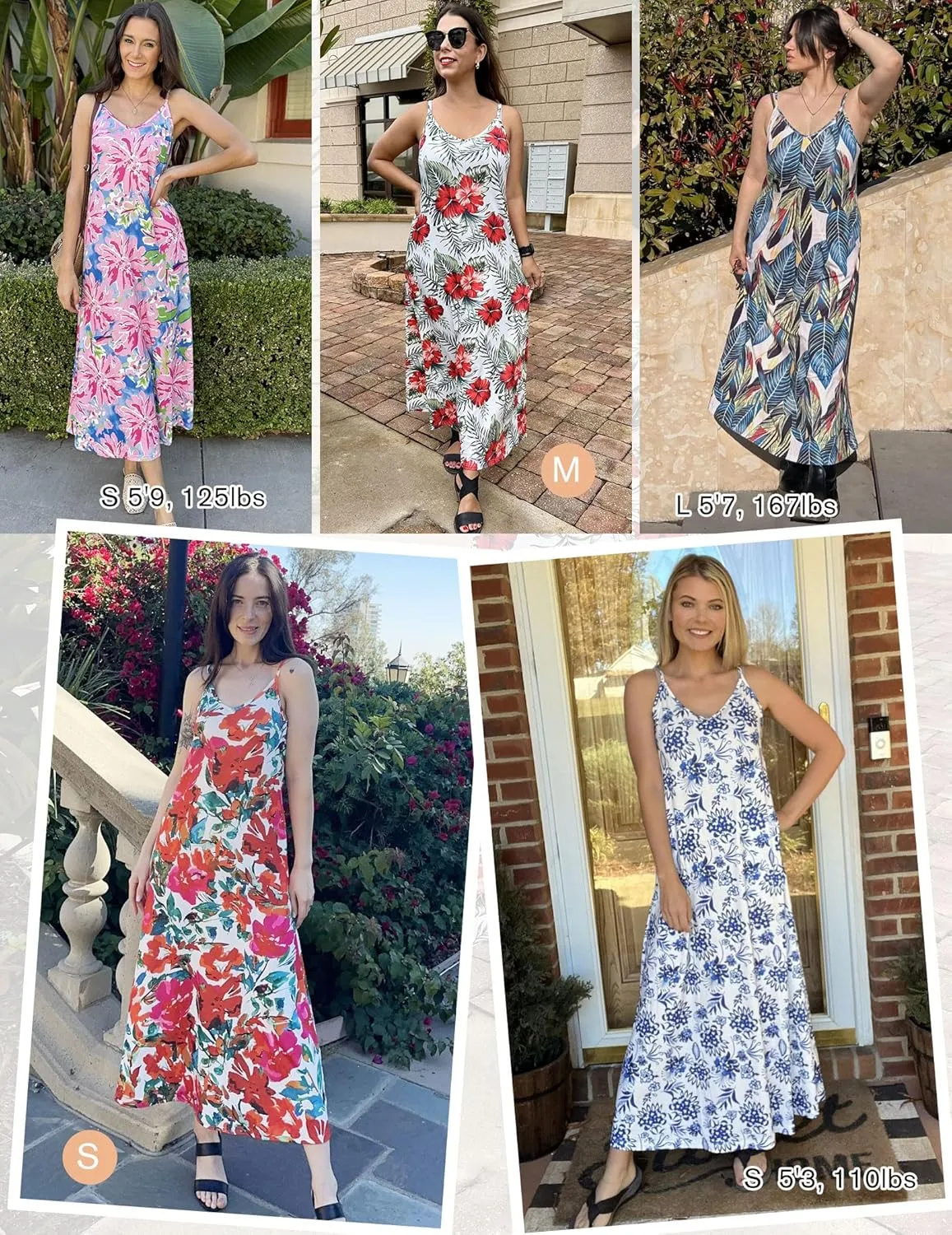 Zeagoo Womens Maxi Dress Spaghetti Strap Casual Printed Dress