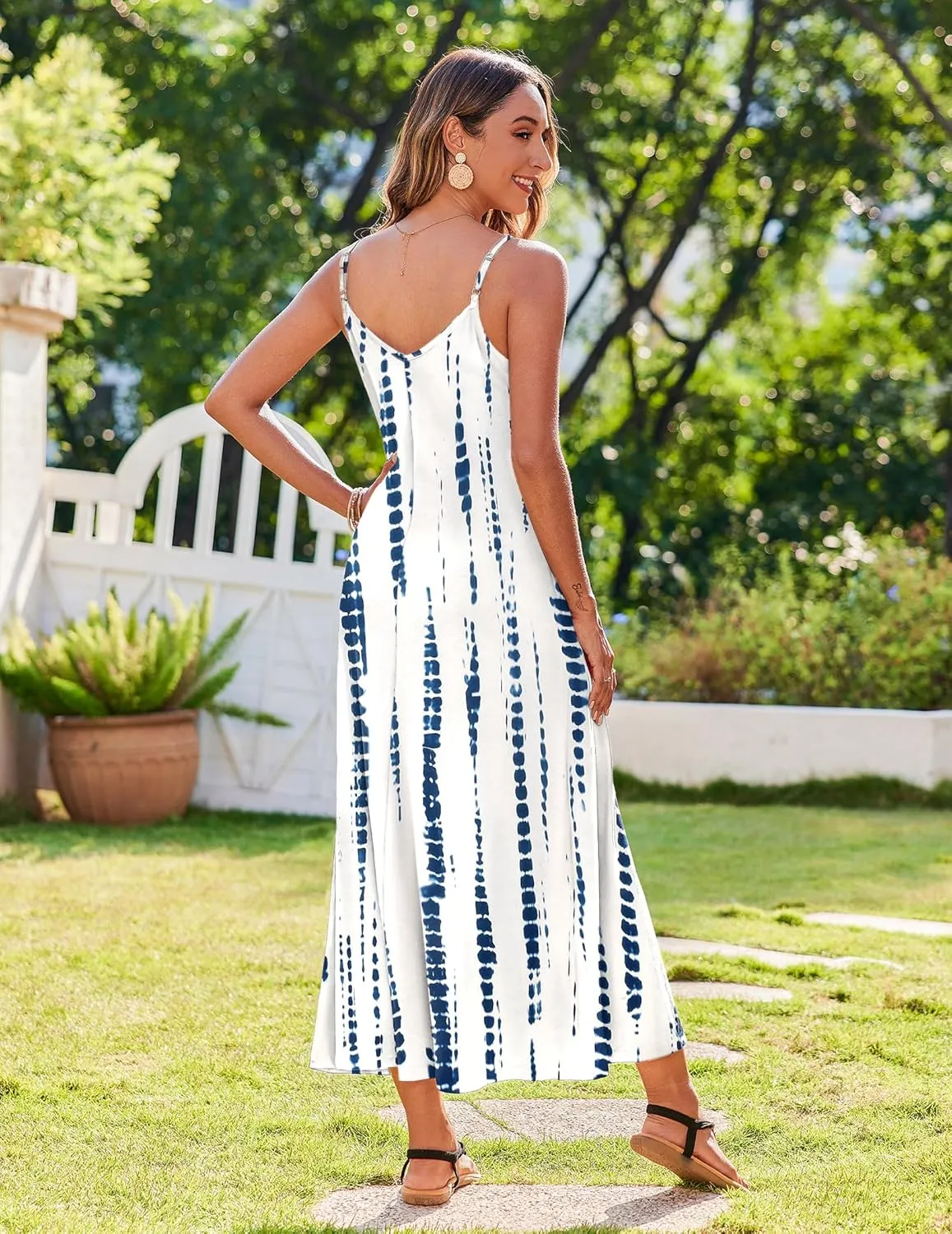 Zeagoo Womens Maxi Dress Spaghetti Strap Casual Printed Dress