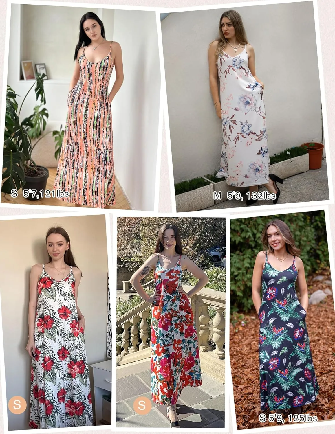 Zeagoo Womens Maxi Dress Spaghetti Strap Casual Printed Dress